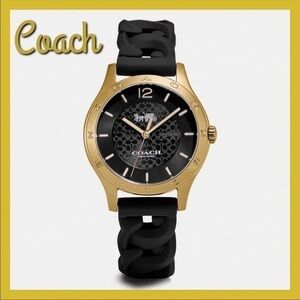 Coach Maddy Watch black gold tone new